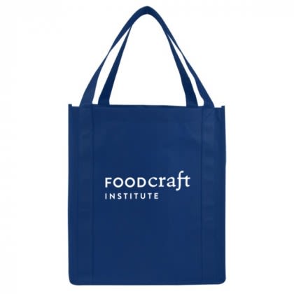 Logo Imprinted Reusable shopping bags- Saturn Jumbo Non-Woven Tote - Navy Blue